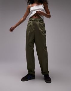 Pants by Topshop Welcome to the next phase of Topshop Mid rise Belt loops Functional pockets Straight fit Peg Pants, Peg Trousers, Ootd Inspo, Drop Top, Khaki Green, Body Fit, Jeans Shop, Mid Rise, Topshop