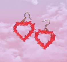 "Our \"Light Your Fire\" Earrings!  These bright red resin heart barb wire earrings  are the perfect complement to any outfit for a pop of color! Gift them to yourself, a lover or a friend ❤️🔥 2\" drop length.  Fast shipping & hypoallergenic gold plated earrings hooks!" Fire Earrings, Barb Wire, Vday Gifts, Red Heart Earrings, Friend 2, Wire Earrings, Gold Plated Earrings, Heart Earrings, Earrings Gold