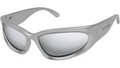 Balenciaga BB0157S 004 sunglasses with shiny silver frame and solid grey lens.The artistic director of Balenciaga's collections continues to uphold the vision, influence and radical style of the House. Statement sunglasses in terms of coverage and contrast, consisting of bold frames in colors and patterns taken from the buzzing streets of Paris. High-density acetate pushes back technical limits by achieving a new level of thinness. Do you need some help? Contact us Clothing Png, Statement Sunglasses, Next Brand, Grey Mirror, Gray Accessories, Chloe Kids, Streets Of Paris, Mirror Silver, Gray Mirror