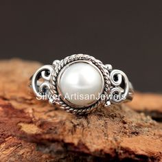 Fine Jewelry Stackable Round Pearl Ring, Fine Jewelry Stackable Pearl Ring, Stackable Round Pearl Ring In Fine Jewelry Style, White Pearl Promise Ring With Birthstone, Heirloom Pearl Ring With Birthstone, White Birthstone Ring, Heirloom Pearl Birthstone Ring, Heirloom White Rings With Birthstone, Heirloom White Birthstone Rings