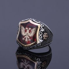 Spiritual Rings, Fantasy Jewelry Magic, Man Rings, Double Eagle, Double Headed Eagle, Black Wedding Rings, Byzantine Empire, Jewelry Mens, Golden Ring