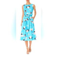 Anne Klein Blue And White Floral Sleeveless Midi Dress With Attached Sash Tie Belt, Pockets, And 12” Side Slits. 96% Cotton 4% Elastane. New With Tags Msrp $119. Size-Xs-Approximate Flat Measurements 17” Pit To Pit, 16” Waist, 47” Long. Color-Siren Blue Combo/Sky Blue. Super Soft, Perfect Dress For Date Night, Wedding, Party, Holiday, Spring, Summer, Or Any Occasion. This Beautiful Anne Klein Dress Is Perfect For Any Occasion. The Blue And White Floral Pattern Adds A Touch Of Elegance To The Sle Light Blue Sleeveless Floral Print Dress, Light Blue Floral Print Sleeveless Dress, Sleeveless Light Blue Floral Print Midi Dress, Sleeveless Light Blue Midi Dress With Floral Print, Light Blue Sleeveless Knee-length Dress For Spring, Light Blue Knee-length Sleeveless Dress For Spring, Light Blue Sleeveless Dress For Spring, Spring Sleeveless Light Blue Midi Dress, Sleeveless Light Blue Midi Dress For Spring