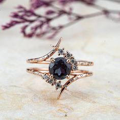 Interstellar Art Alexandrite Ring Engagement Rings custom handmade gold ring for women gift Starry Engagement Ring, Acotar Engagement Ring, Black And Gold Engagement Ring, Acotar Ring, Starry Aesthetic, Interstellar Art, Celestial Engagement Ring, Celestial Ring, Rutilated Quartz Ring