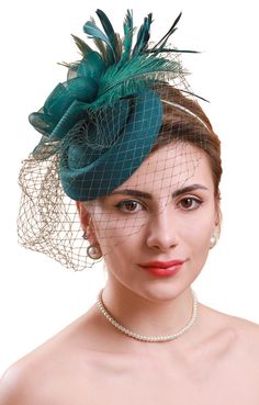 PRICES MAY VARY. Fasciantors for Women,100% Handmade.One Package:1*Fascinator Hat Materials：Ployster and Feather,Mesh Size: Length and Width 7.2 inches Across Suitable for Photography, Costume party, Bridal party, Wedding, Church, Cocktail Party and Tea Party ,Bridal Party, Kentucky Derby and Other Occasions One Size Fit MostWomen,and Will Matches Your Skin Tone Well, As Well As A Lot of Clothing