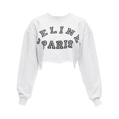 Celine Crop Top, Celine Runway, Cutoff Sweatshirt, Sweatshirt Crop Top, Branded Clothes, Lori Harvey, Hedi Slimane, Crop Top Sweatshirt, Long Blonde