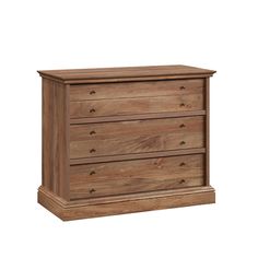 the chest of drawers is made from wood and has three drawers on each side, one with