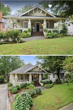 before and after photos of a house in the suburbs