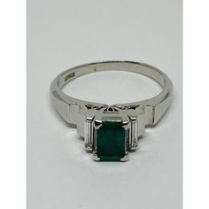 Diamond .64 Emerald Diamond Platinum Engagement Cocktail Ring 7.5. Dover Jewelry Presents The Following Item, Please Read The Information Below Carefully: Estate Diamond Emerald Platinum Ring Metal Type: Platinum Total Item Weight Approx: 6 Grams Top Measures Approx: 7.5x6.5mm (Diamond And Emerald Part) Ring Size Approx: 7.5 Sizable) 1. Gemstone: Genuine Diamond Number Of Stones: 2 Carat Total Weight Approx: 0.12 Cttw Stone Shape: Baguette Cut Color Grade Approx: H-I Clarity Grade Approx: Si1 Setting: Channel Set 2. Gemstone: Genuine Emerald (With Natural Inclusions) Number Of Stones: 1 Carat Total Weight Approx: .52 Cttw Stone Shape: Rectangular Emerald Cut Setting: Prong Set Luxury Channel Set Emerald Ring For Anniversary, Classic Emerald Ring With Center Stone, Classic Emerald Ring With Brilliant Cut For Formal Occasions, Classic Emerald Ring With Brilliant Cut For Formal Events, Formal Emerald Diamond Ring Channel Set, Classic Gia Certified Emerald Diamond Ring, Luxury Formal Emerald Ring With Channel Set, Gia Certified Classic Emerald Ring, Luxury Channel Set Emerald Ring For Formal Occasions