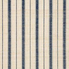 a blue and white striped upholstered fabric