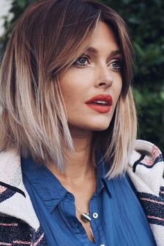 Tuns Bob Lung, Haircut For Square Face, Long Bobs, Square Face Hairstyles, Curtain Fringe, Square Face, Hair 2018, Cut Her Hair, Ombré Hair