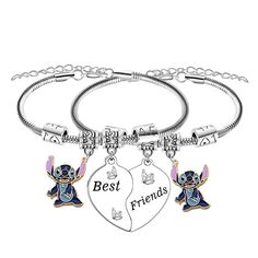 two bracelets with charms that say best friends