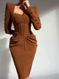 Elegant Dresses Classy, Classy Dress Outfits, Classy Work Outfits, Classy Casual Outfits, Bustier Dress, Classy Casual, Brown Dress