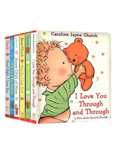 the children's book set includes three books, one with a baby holding a teddy bear