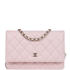 Elegant Pink Rectangular Wallet On Chain, Elegant Pink Wallet On Chain For Evening, Chic Pink Wallet On Chain For Formal Occasions, Elegant Pink Evening Wallet On Chain, Elegant Pink Wallet On Chain With Strap, Pink Evening Wallet On Chain With Chain Strap, Chanel Classic Wallet On Chain, Chanel Box, Wallet On Chain