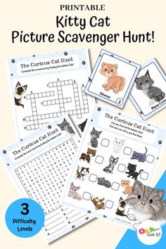 Are you looking for a fun Kitty Cat printable game for all ages?

The Cat Scavenger Hunt will be a huge hit with everyone at a slumber party, hide the pictures around the house and let the kid have fun searching for them.  Print and play today! Picture Scavenger Hunt, Picture Scavenger Hunts, Girls Party Games, Cat Printable, Cat Picture, Printable Animals