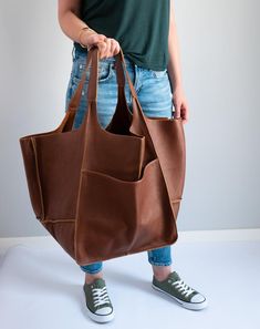 Cognac Oversized bag Large leather tote bag Every Day Bag | Etsy Brown Tote Travel Bag For Daily Use, Brown Travel Bag With Removable Pouch For Shopping, Everyday Large Capacity Leather Travel Bag, Leather Shoulder Weekender Bag For Errands, Everyday Brown Tote Travel Bag, Soft Leather Tote Travel Bag, Brown Tote Travel Bag With Removable Pouch, Soft Leather Tote Travel Bag For Daily Use, Brown Travel Tote Bag With Removable Pouch