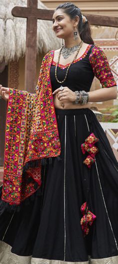 Black and Grey color Ready to Wear Lehenga in Viscose fabric with Border work Navratri Party Lehenga With Motifs, Party Lehenga With Motifs For Navratri, Black Choli With Motifs In Traditional Drape, Black Choli With Traditional Drape And Motifs, Traditional Black Choli With Motifs, Black Diwali Choli With Motifs, Anarkali Black Lehenga With Motifs, Black Sharara With Mirror Work For Navratri, Black Anarkali Lehenga With Motifs