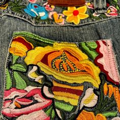 Antik Denim Embroidered Jean Used, Good Condition! Not Tag But I Think Size Is 28. -Guess Jeans Top Size M" Spring Multicolor Denim Jeans, Casual Multicolor Floral Embroidery Bottoms, Casual Multicolor Floral Embroidered Bottoms, Casual Denim Jeans With Multicolor Embroidery, Casual Jeans With Multicolor Embroidery, Casual Multicolor Embroidered Denim Jeans, Spring Cotton Jeans With Multicolor Embroidery, Multicolor Embroidered Cotton Jeans For Spring, Spring Multicolor Embroidered Cotton Jeans