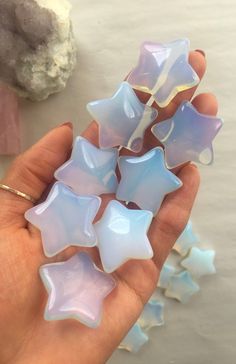 Star Crystal, Crystal Vibes, Opalite Crystal, Mushroom Jewelry, Crystal Stars, Crystal Meanings, Rocks And Gems