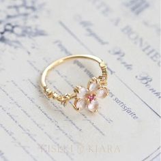 18K Solid Gold Rose Quartz Crystal Flower Ring Japanese Peach - Etsy Feminine Blossom-colored Wedding Jewelry, Pink Flower Rings In Fine Jewelry Style, Elegant Blossom Flower Rings, Elegant Blossom Color Flower Rings, Elegant Blossom Wedding Rings, Elegant Blossom Color Wedding Rings, Delicate Pink Rings With Rose Cut Diamonds, Delicate Flower Ring With Rose Cut Diamonds, Flower Shaped Promise Ring With Rose Cut Diamonds