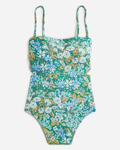 Cutout one-piece swimsuit in aqua blooms Cutout Style, Interesting Products, Modest Swimwear, Swim Suits, Caribbean Cruise, Cute Swimsuits, Summer Fits, Fit Inspo, Swim Suit