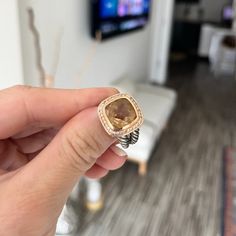 David Yurman Silver 18k Rose Gold Albion11mm Morganite Diamond Ring Size 7 Good Condition! Morganite Diamond Ring, Morganite Diamond, David Yurman Jewelry, David Yurman, Ring Size 7, Morganite, Womens Jewelry Rings, 18k Rose Gold, Silver Gold