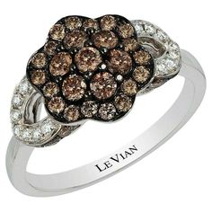 LeVian Diamond Ring Natural 1 cts White Round Cut Diamond Over 14K White Gold Size 7 Levian Chocolate Diamonds, Chocolate Diamond Ring, Levian Jewelry, Ladies Jewellery, Gold Chocolate, Chocolate Diamond, Gold Flower Ring, Chocolate Diamonds, Gold Rings Jewelry