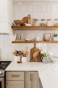 the kitchen counter is clean and ready for us to use