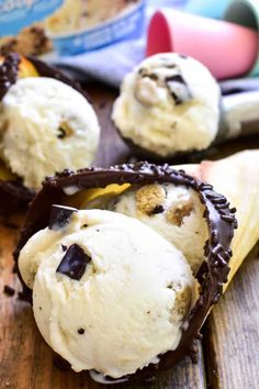 chocolate chip ice cream sandwiches on a cutting board