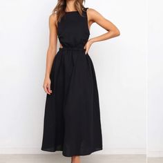 Nwt Linen/Cotton Midi Dress Elegant Fashion Outfits, Maxi Dress Designs, Elastic Waist Dress, Batumi, Elegant Maxi Dress, Jumpsuit Elegant, Cotton Linen Dresses, Maxi Dress Wedding, Backless Maxi Dresses