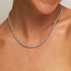 Natural Diamonds Tennis Necklace ( 13.00 ct. t.w. ) in solid 14k Gold, 3.00mm White Round Diamond 3-Prongs Tennis Necklace Tennis Necklace Diamond, Girly Tips, Diamond Tennis Necklace, 14k Yellow Gold Necklace, White Gold Necklaces, Tennis Necklace, Travel Jewelry, Rose Gold Necklace, Box Chain