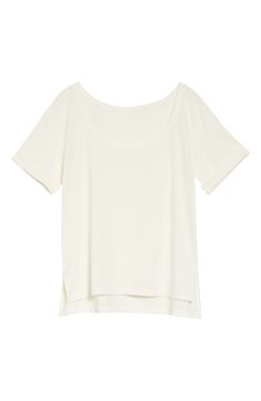 This lightweight T-shirt is made of supersoft stretch cotton in a heathered color created with plant-based dye that becomes more vibrant over time. Scoop neck Short sleeves High/low hem 91% organic cotton 9% elastane Hand wash, dry flat Imported Women's Clothing Versatile T-shirt With Shirttail Hem, Summer Effortless Soft-washed T-shirt, Stretch Modal T-shirt For Summer, Spring T-shirt For Casual Gatherings With Shirttail Hem, Basic T-shirt With Shirttail Hem For Layering, Spring Casual T-shirt With Shirttail Hem, Simple Everyday Scoop Neck T-shirt, Spring T-shirt With Shirttail Hem For Everyday Wear, Effortless Top With Shirttail Hem