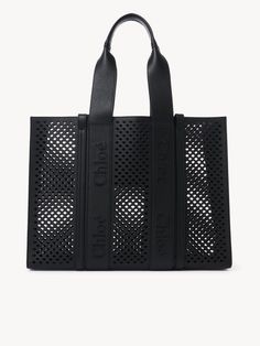 Chloé Large Woody Tote Bag | Chloé US Chic Shopping Bag With Perforations, Chic Shopping Bags With Perforations, Perforated Tote Bag For Shopping, Chic Tote Bag With Perforations, Luxury Bags With Perforations For Daily Use, Designer Leather Bags With Perforations, Leather Bag With Perforations For Daily Use, Leather Bags With Perforations For Everyday Use, Everyday Tote Shoulder Bag With Perforations