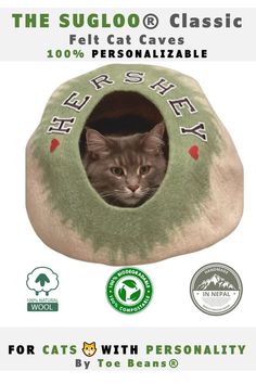 The Snugloo Classic felt cat cave by Toe Beans Felt Cat Cave, Cat Bedroom, Cave Bed, Outdoor Cat Enclosure, Small Kittens, Pink Paws, Cat Cave, Cat Enclosure