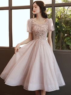 Short Sleeve Tulle Dress For Prom Season, Knee-length Tulle Dress For Prom Season, Tea Length Tulle Dress For Prom Season, Tulle Tea-length Dress For Prom Season, Tea-length Tulle Dress For Prom Season, Knee-length Tulle Wedding Dress, Fitted Tulle Tea Length Wedding Dress, Fitted Fairy Dress For Prom, Knee-length Tulle Dresses With Fitted Bodice