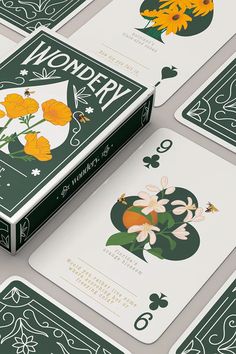 a deck of cards with flowers on them