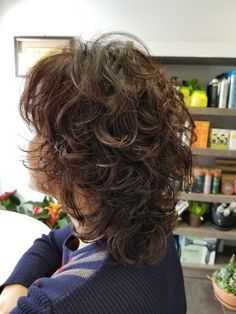 Short Haircut For Volumous Hair, Short Layer Curly Haircut, Shaggy Curly Hair Mid Length, Permed Wolf Cut, Loose Perm Mullet, Wolf Haircut Short Curly, Shaggy Curly Hair Short With Layers, Short Shaggy Haircuts Curly, Shoulder Length 2c Hair