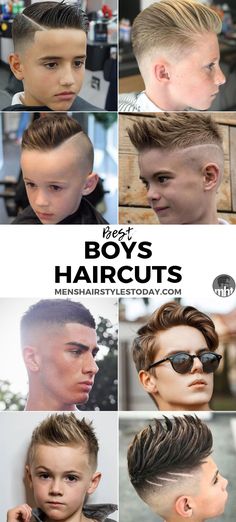 Best Boys Haircuts: Cool Hairstyles For 7, 8, 9, 10, 11, and 12 Year Old Boys. Explore The High, Low, Mid, Skin, Bald Taper Fade Haircut, Undercut, Mohawk, Faux Hawk, Side Part, Comb Over, Spiky Hair, Messy Hair, Shag Top, Crew Cut, Buzz Cut, Slicked Back Hair, Pompadour and Quiff For Tween Kids #boyshair #cutekids #littleboys #boyshairstyles #boyshaircuts #kidshaircuts #boys #boystyle #kidsfashion #kidshairstyles Boy Hair Styles 2023, Boys Hair Cuts Longer On Top Short Sides, Boys Slick Back Haircut, Boys Faded Haircut, Boys Haircuts 2023 Short, Faux Hawk Hairstyles Boys, Kids Baseball Haircut, Boys Buzz Cut Kids Fade, Haircut Boys 2023