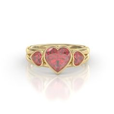 Enhance your love story with our Heart Ruby Proposal Ring. Introducing the Lab Grown 14K Solid Gold Spring Ring, Three Stone Spring Ring. It symbolizes love, meticulously crafted with precision and passion. This exquisite ring is ideal for those extraordinary moments when you wish to convey your deepest emotions. With lab-grown Ruby, it seamlessly combines ethical sourcing with exceptional beauty. ● 𝗜𝘁𝗲𝗺 𝗗𝗲𝘁𝗮𝗶𝗹𝘀 ● ➺14 carat solid gold (also in 18 carat) ➺ band options; Yellow gold, wh Ring Three Stone, Stone Fashion, Extraordinary Moments, Ring Heart, Proposal Ring, Vintage Heart, Fashion Ring, Rose Gold Diamonds, Gold Heart