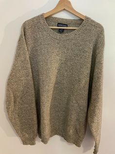 Vintage Men's Lands End crewneck sweater.  Color is marled green. Size large. Fabric is 85% wool and 15% nylon. Please see measurements.  Made in the USA. No visible damage. Cleaned and ready to wear.  Measurements (in inches) Chest 24 1/2 Waist 22 Sleeve Length 24 Length 28 1/4 Measurements are taken across the back with garment lying flat. Chest measurement is "pit to pit".   I do my very best to make note of any of imperfections in the item details, but I may overlook some small flaws. I do m Vintage Men Sweater, Grandpa Sweater Outfit Men, Albert Einstein Costume, Grandpa Sweater Outfit, Sweater Outfits Men, Crew Neck Sweater Men, Mens Crewneck, Thrift Inspo, Bug Boy