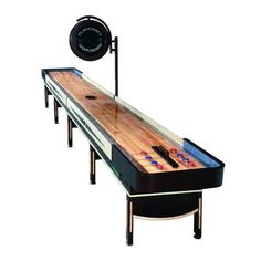 an image of a bowling table set up for game play on a white background with copy space