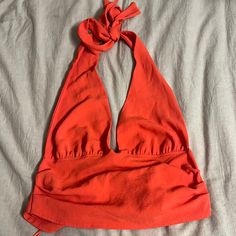 So Cute! Never Worn Red V-neck Halter Top For Spring, Red Stretch Halter Top For Summer, Trendy Red Halter Top For Summer, Stretch Red Halter Top For Summer, Summer Solid Color Halter Top For Party, Solid Color Summer Halter Top For Party, Solid Summer Halter Top For Party, Red Spring Halter Neck Top, Red Halter Neck Top For Spring