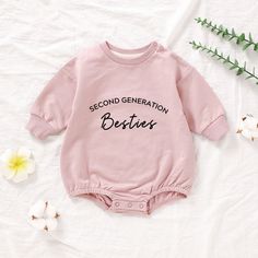 👼Pick a soft and comfortable second generation bestie romper for your little one! 💕We offer many colors: brown, white, light mauve, green, natural and white 💕The fabric of the clothing is cotton, very skin-friendly, and excellently crafted. ✔️ Ordering Instructions 1 - Please refer to the size chart images provided in the listing for details on available sizes, styles, and colors. 2 - Choose your desired shirt color from the dropdown menu below. Long Sleeve Pink Onesie With Cartoon Print, Pink Long Sleeve Onesie With Cartoon Print, Long Sleeve Cotton Bodysuit With Cartoon Print, Cotton Long Sleeve Bodysuit With Cartoon Print, Spring Long Sleeve Bodysuit With Cartoon Print, Spring Long-sleeve Bodysuit With Cartoon Print, Spring Cartoon Print Long Sleeve Bodysuit, Casual Long Sleeve Bodysuit With Cartoon Print, Pink Onesie With Letter Print For First Birthday