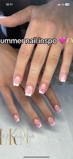 Sqared Nail, Summer French Tips Square, Back To School Nails For Teens Square, Short Natural Nails Ideas, Holiday Nail Inspo Summer, Nails For Spain, Nail Inspo Short, Holiday Nail Inspo, Natural Nails Manicure