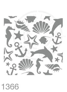 the stencil is shown with sea animals and anchors in grey on a white background