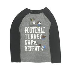 He will love wearing this cute long sleeved gray Peanuts Thanksgiving t-shirt!! Boys sizes 60% cotton, 40% polyester Made in China Size: 7.  Gender: male.  Age Group: kids. Graphic Tee Long Sleeve Top For Game Day, Gray Text Print T-shirt For Winter, Heather Grey Long Sleeve Graphic T-shirt, Gray Long Sleeve T-shirt With Text Print, Long Sleeve Gray T-shirt With Text Print, Gray Letter Print T-shirt For Winter, Gray Tops For Game Day In Fall, Gray Long Sleeve Pre-shrunk T-shirt, Tri-blend Long Sleeve T-shirt With Letter Print