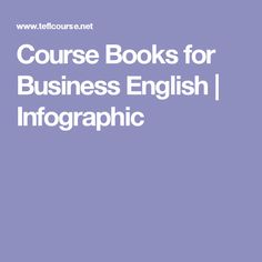 the text course books for business english infographic is in white on a purple background