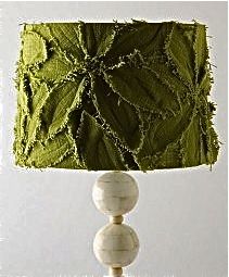 a table lamp with green fabric on it