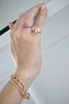 The unabashed resurgence of motifs that bring us joy. This sweet little heart ring is as refined as it is retro. Bigger Arms, Pink Ring, Pinky Ring, Diamond Bracelets, Pink Sapphire, Chain Lengths, Bend, Locket, Diamond Bracelet