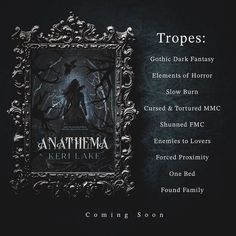 an image of the title for anathema and other horror movies on a black background